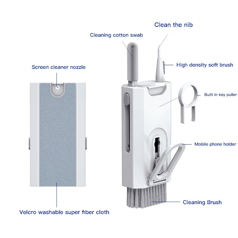 Kit 5 in 1 per pulizia telefono:camera, schermo, porta USB per computer e auricolari